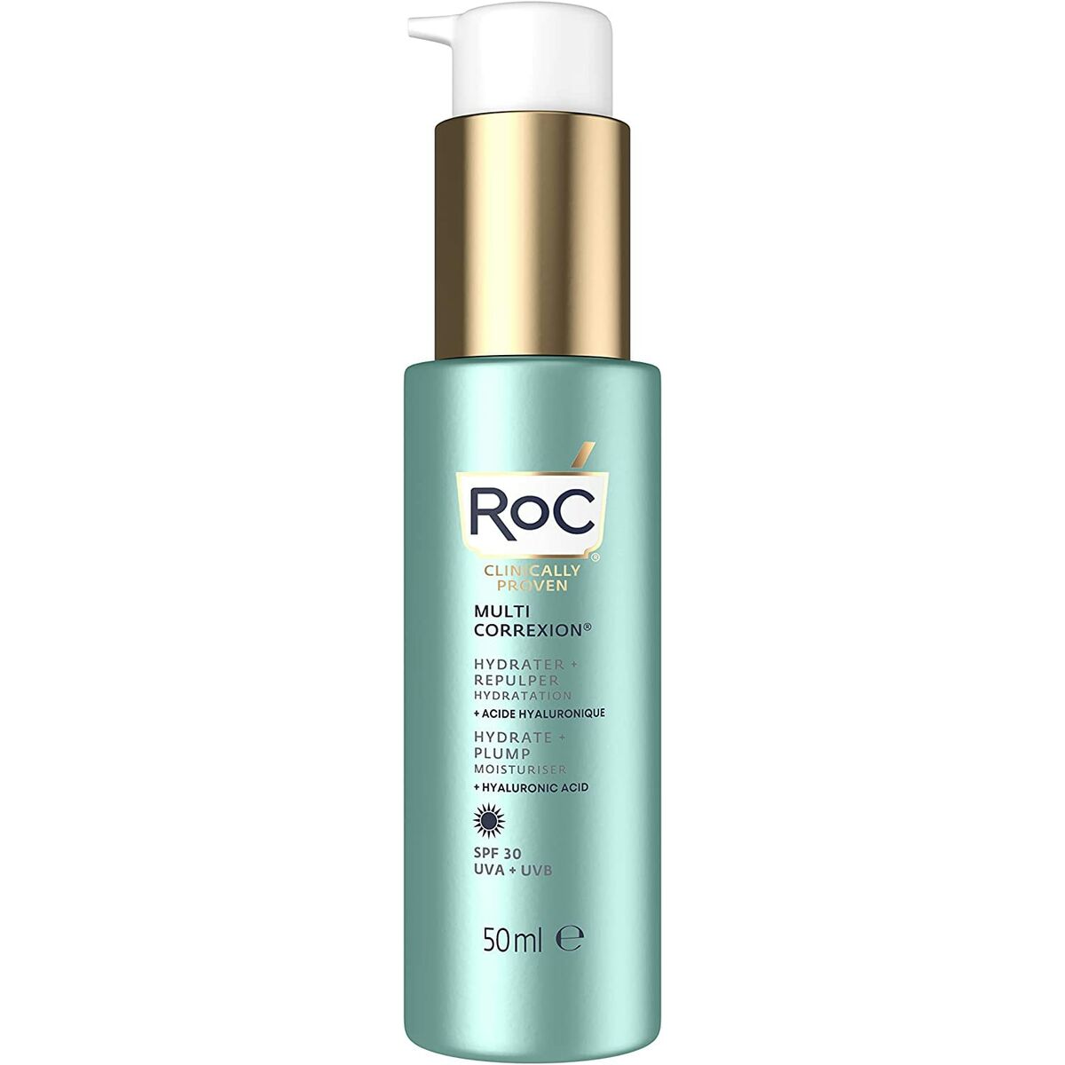 Hydrating Facial Cream Roc Hydrate Plump Spf 30 50 ml til kvinder hudpleje emballage