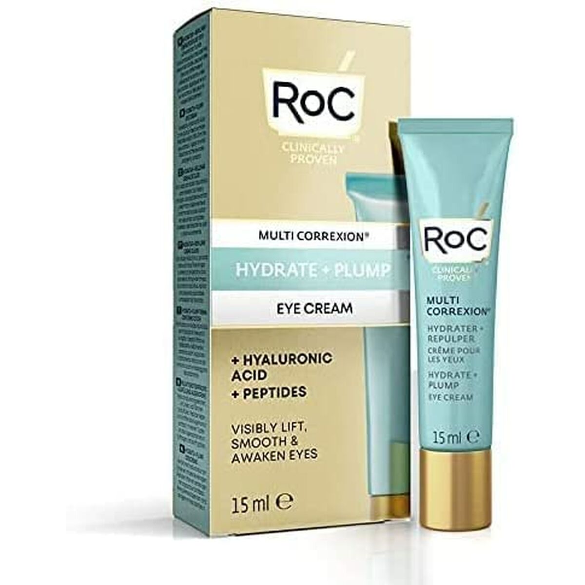 Creme til øjenområdet Roc Hydrate Plump 15 ml Hyaluronsyre til kvinder hudplejeemballage