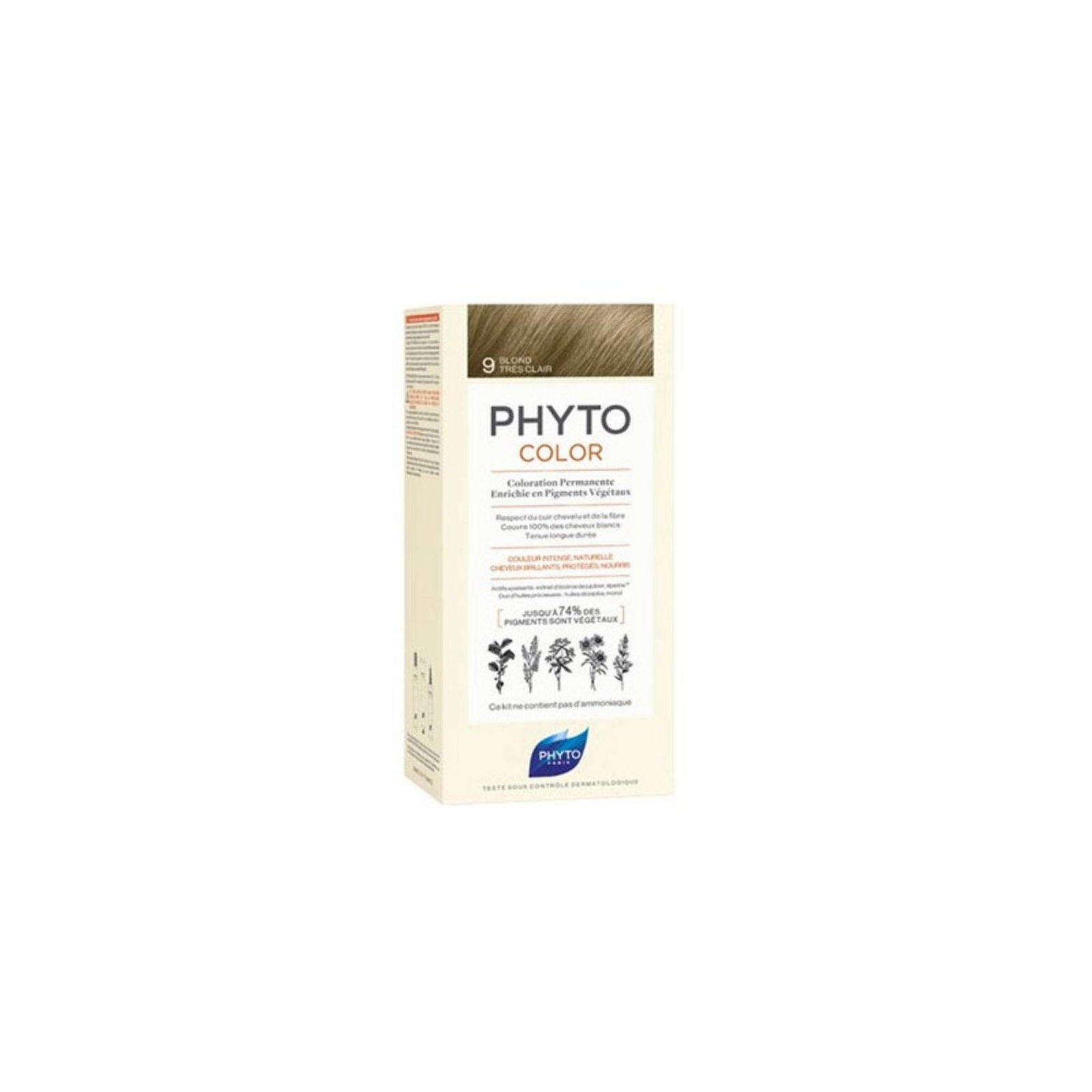 Phyto, Color, Permanent Hair Dye, 9 Very Light Blonde, 50 ml