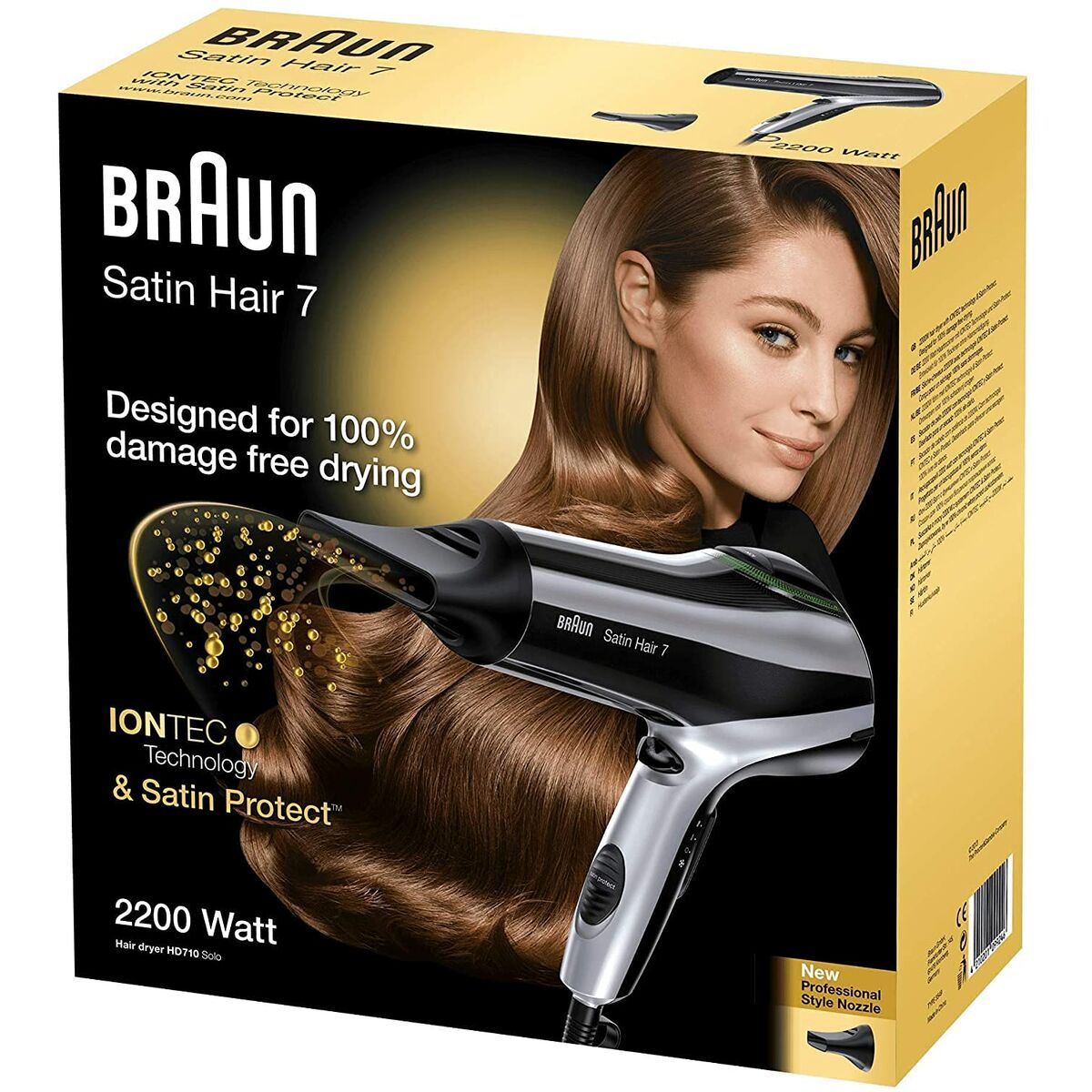 Hårtørrer Braun Satin Hair 7 HD710 Sort 2200 W Ionisk produktemballage