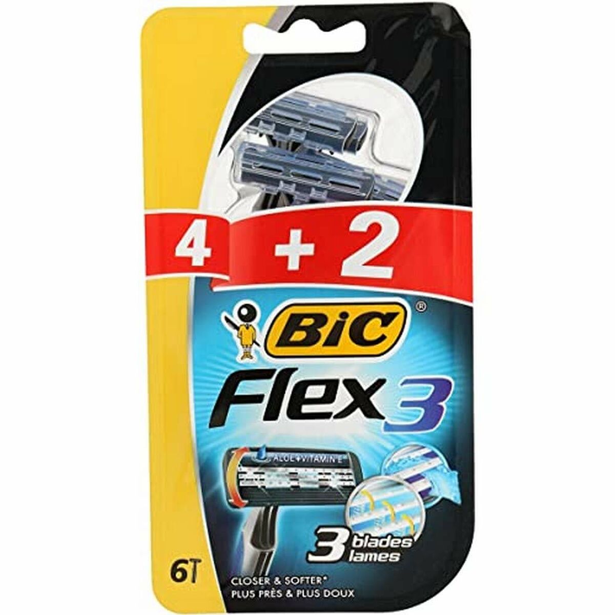 Manuel barbermaskine Bic Black (4 enheder) (6 uds) produktemballage