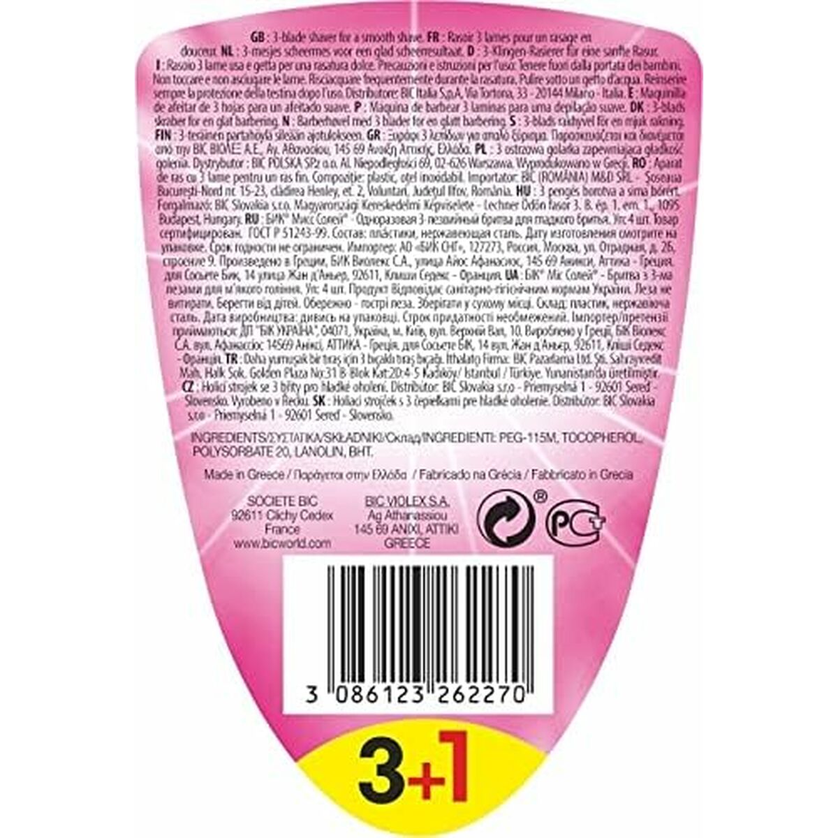 Manuel barbermaskine Bic Lady produktemballage