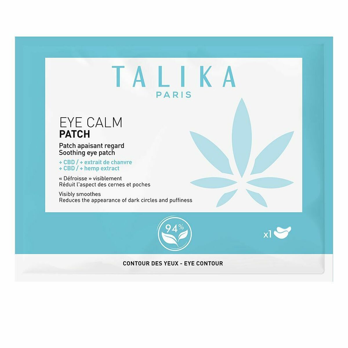 Anti-rynkeplastre til øjenområdet Talika Eye Calm 1 par enkeltdosis til kvinder produktemballage