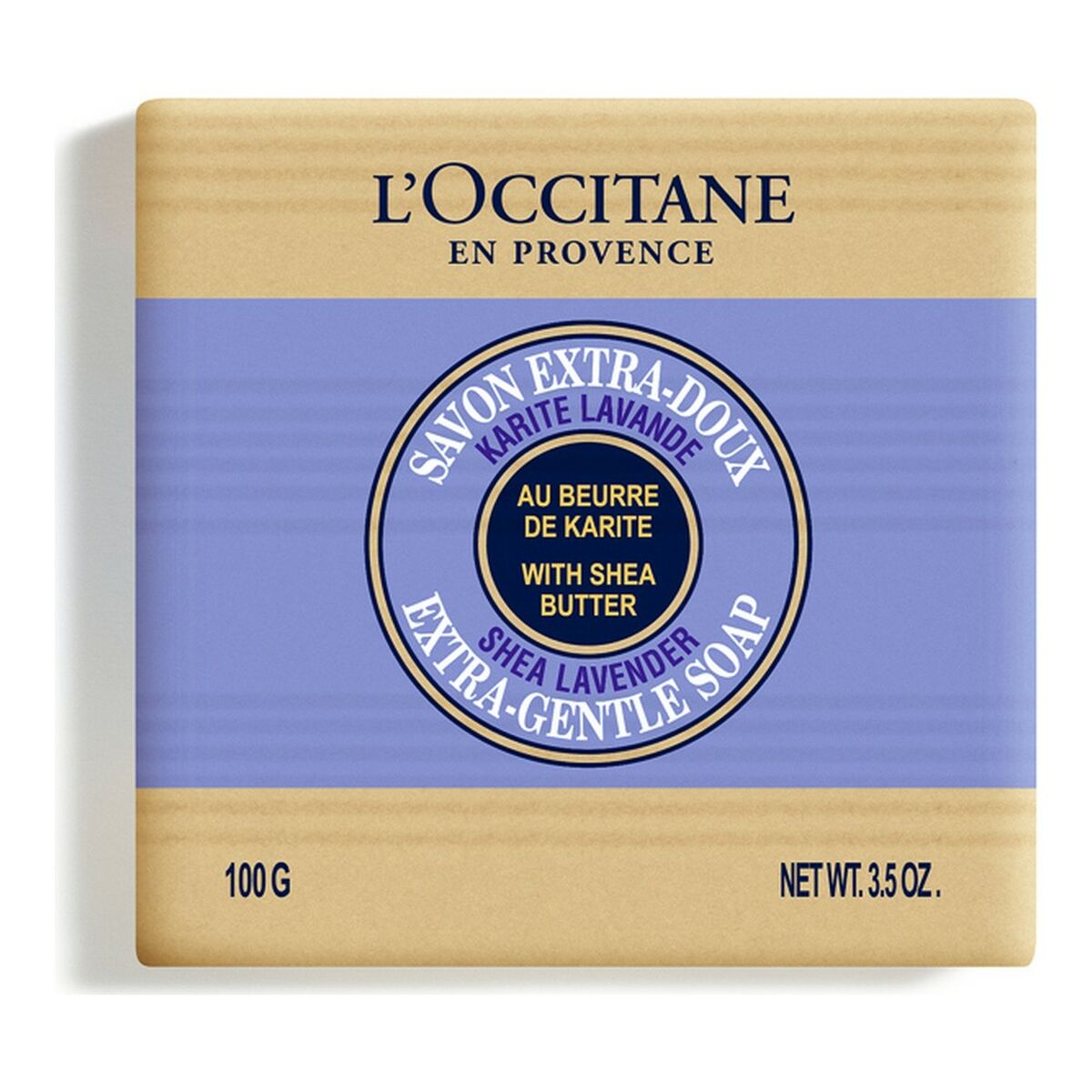 Naturlig sæbe L'Occitane En Provence Karité 100 g Shea Lavendar produktemballage