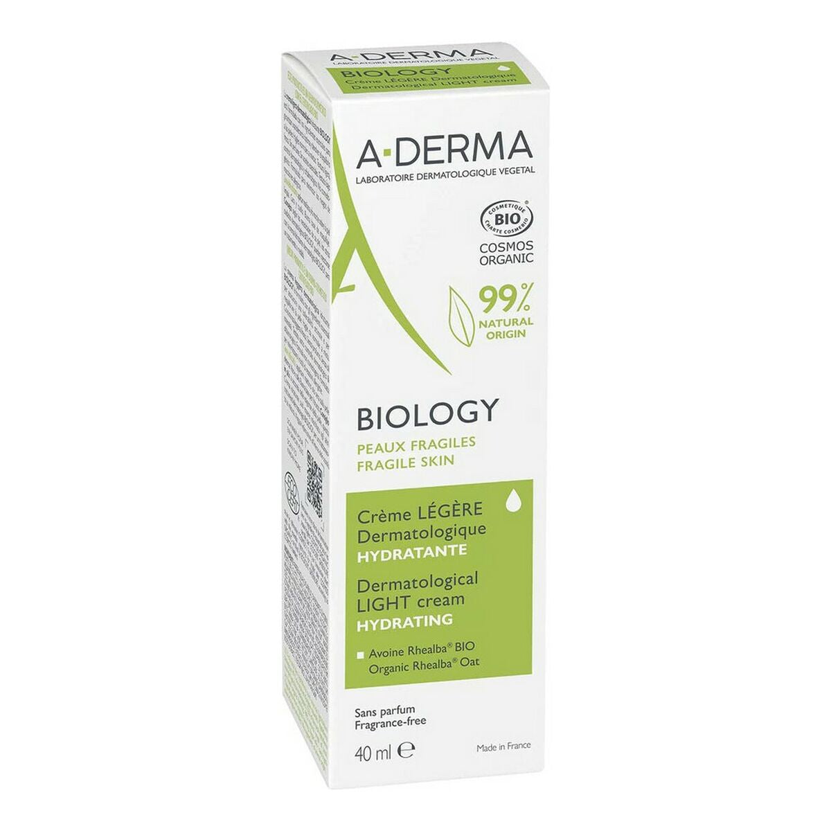 Hydrating Cream A-Derma Biology Light (40 ml) til kvinders hudplejeemballage
