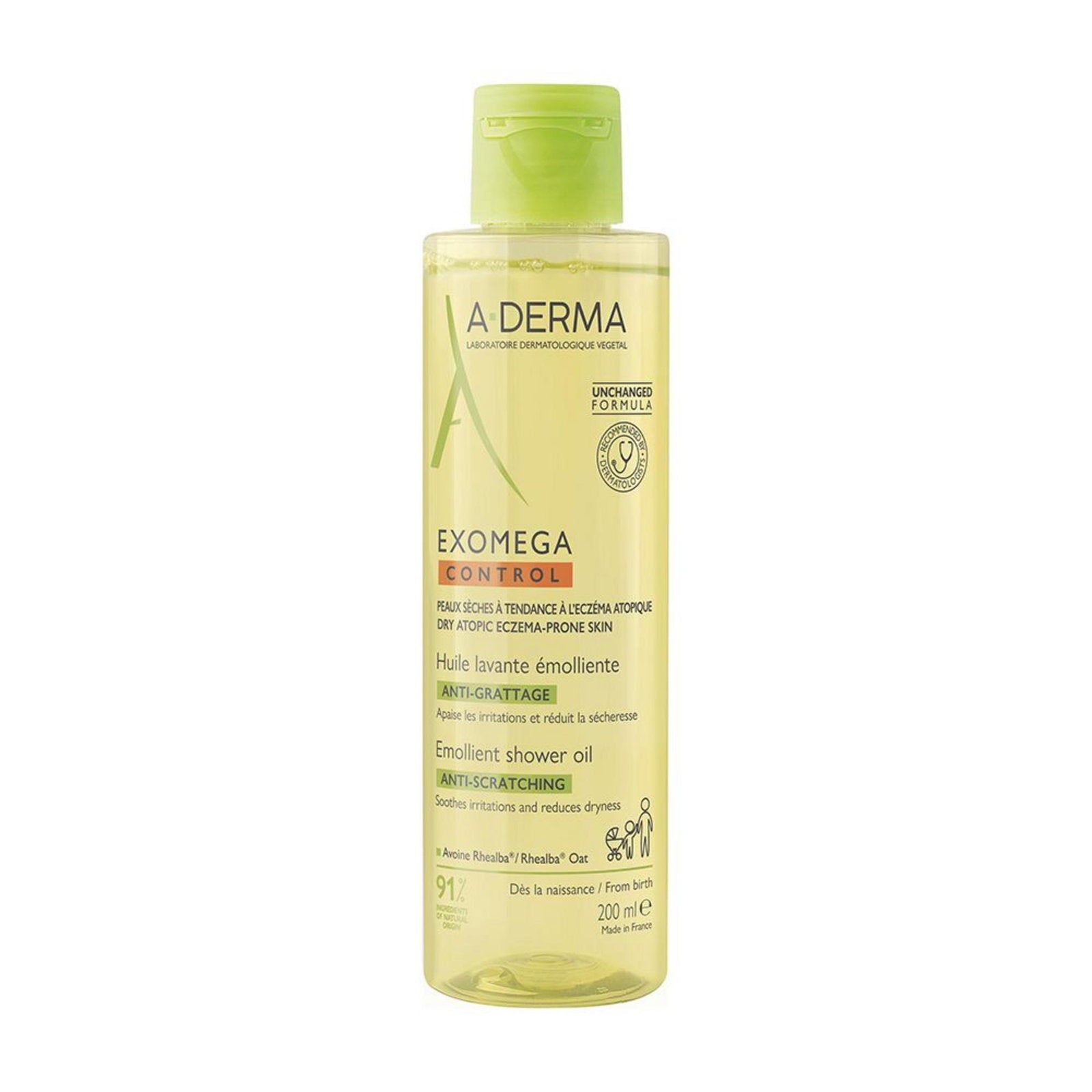 A-Derma, Exomega Control, Emollient, Shower Oil, For Very Dry To Atopic Sensitive Skin, 200 ml