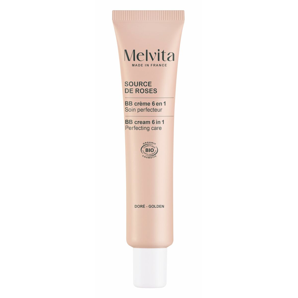 Fugtgivende creme med farve Melvita SOURCE DE ROSES Gylden 40 ml hudplejeemballage