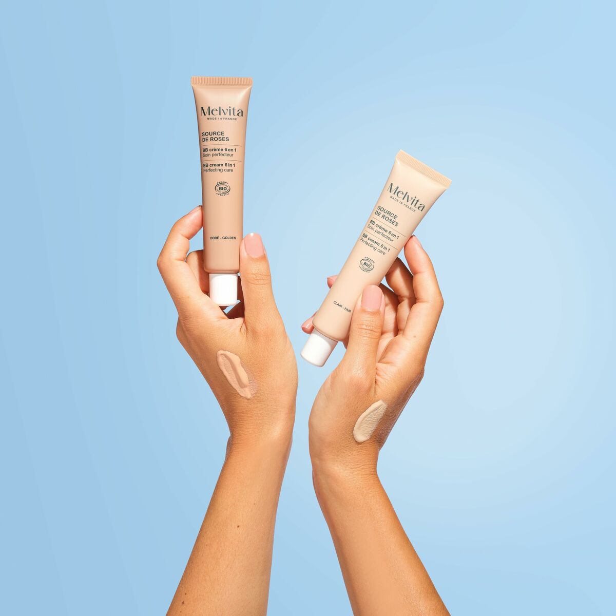 Fugtgivende creme med farve Melvita SOURCE DE ROSES Gylden 40 ml hudplejeemballage