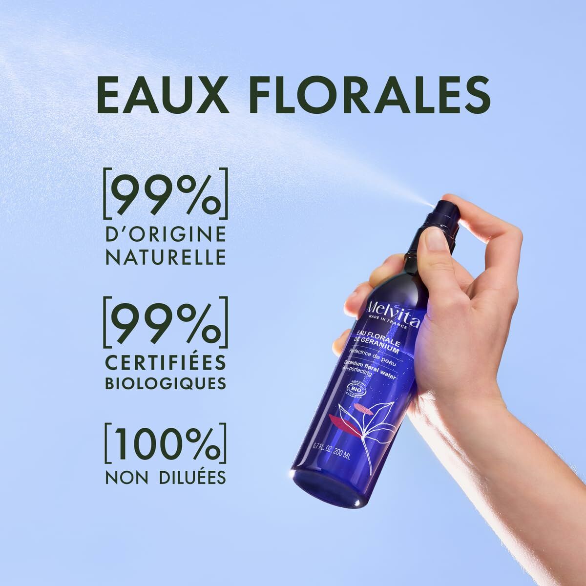Ansigtsvand Melvita EAU DE FLEURS 200 ml produktemballage