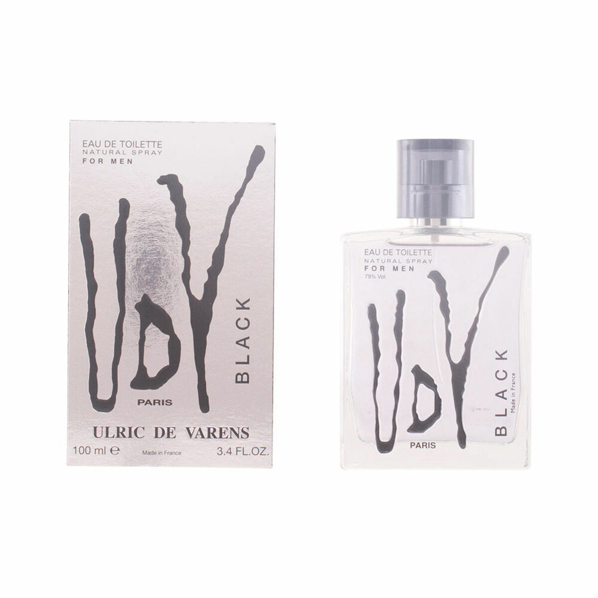 Herreparfume Ulric De Varens Sort til mænd 100 ml produktemballage