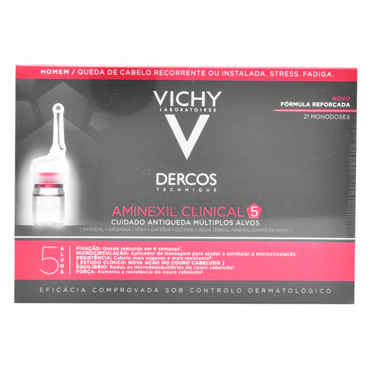Anti-hårtabspleje Dercos Vichy (21 uds) til mænd produktemballage