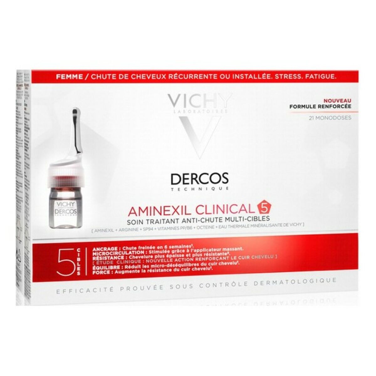 Anti-hårtabspleje Dercos Vichy 6 ml (21 x 6 ml) til kvinder produktemballage