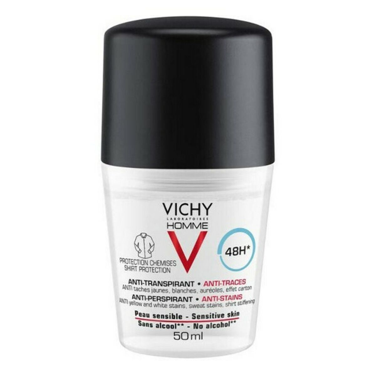 Roll-On Deodorant Vichy Homme 48 timer Antiperspirant 50 ml produktemballage