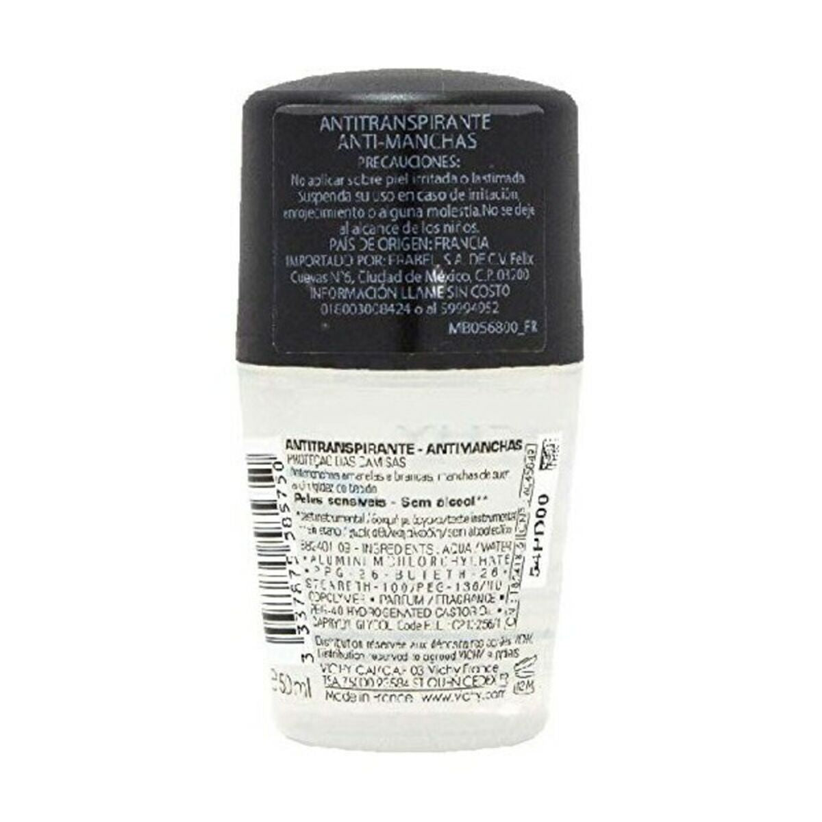 Roll-On Deodorant Vichy Homme 48 timer Antiperspirant 50 ml produktemballage