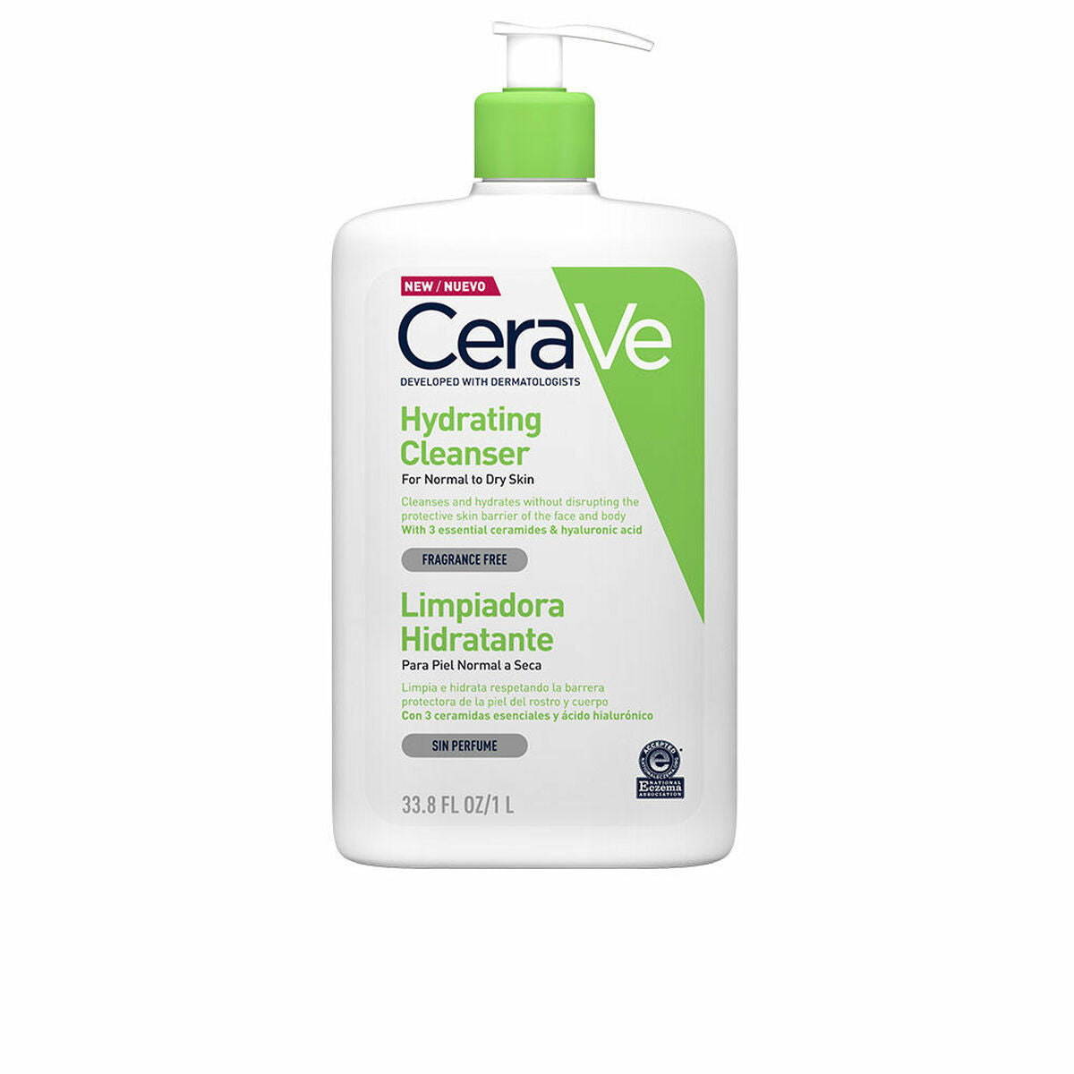 Facial Cleansing Gel CeraVe Hydrating Cleanser 1 L til kvinder hudplejeemballage