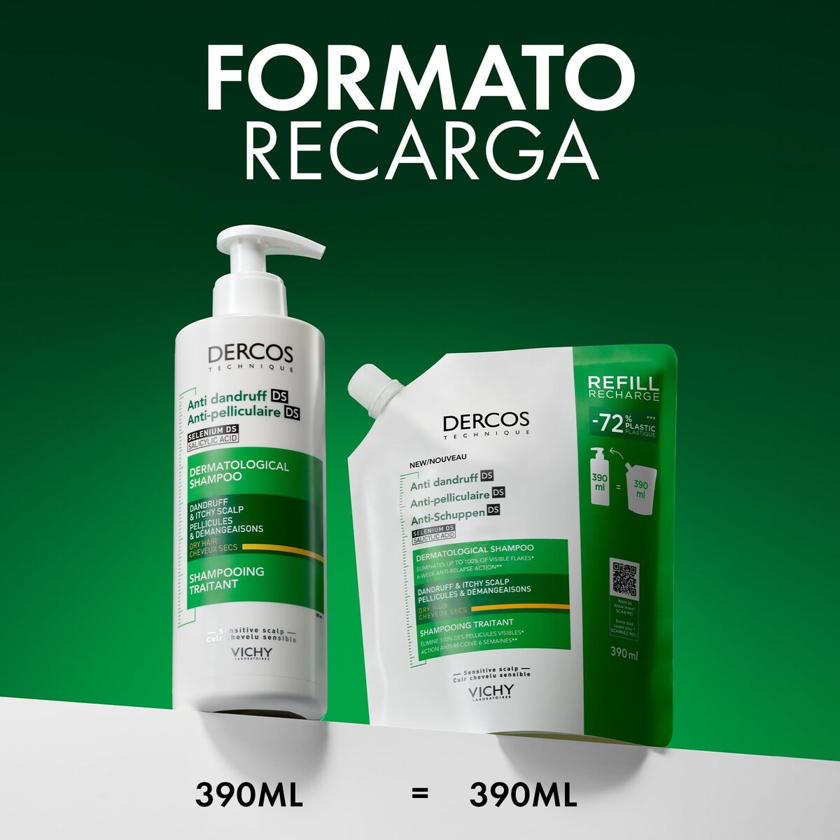 Shampoo Vichy DERCOS 500 ml shampooflaske