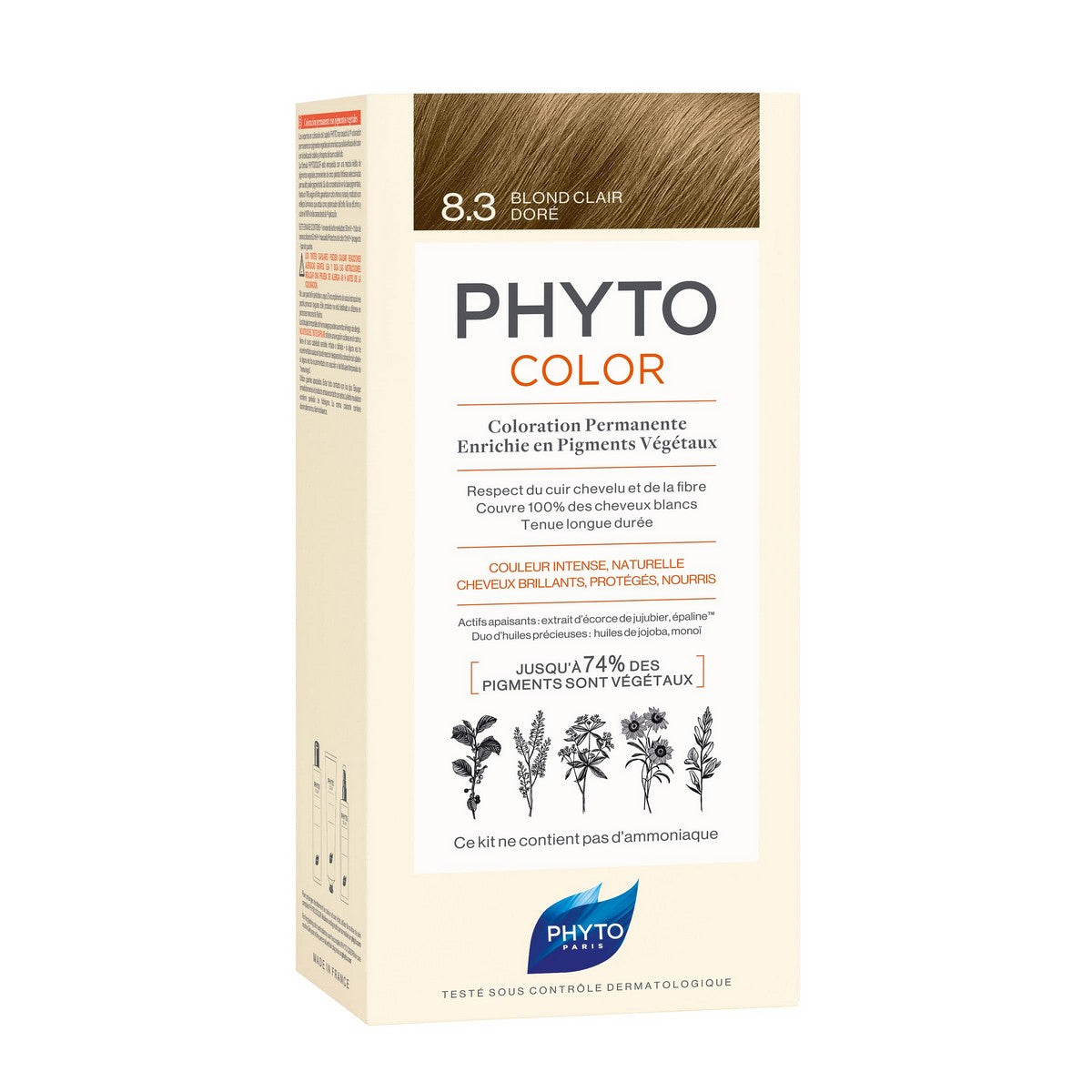 Permanent farve Phyto Paris farve 8,3-lys gylden blond Nº 8,3-Lys gylden blond Nº 8,3-Rubio Claro Dorado 3 stk.
