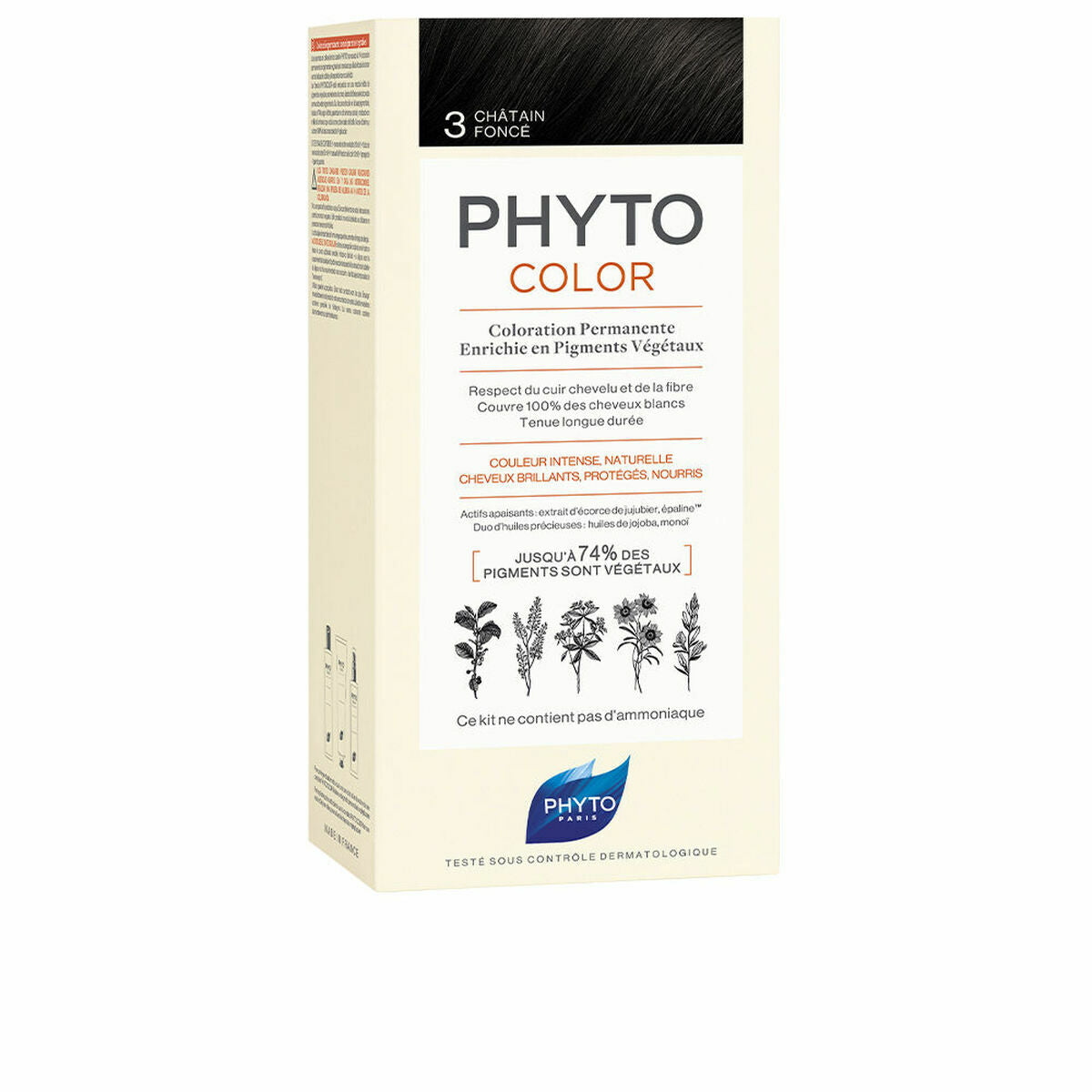 Permanent Color Phyto Paris Phytocolor 3-castaño oscuro Nº 3-Castano Oscuro til kvinder produktemballage