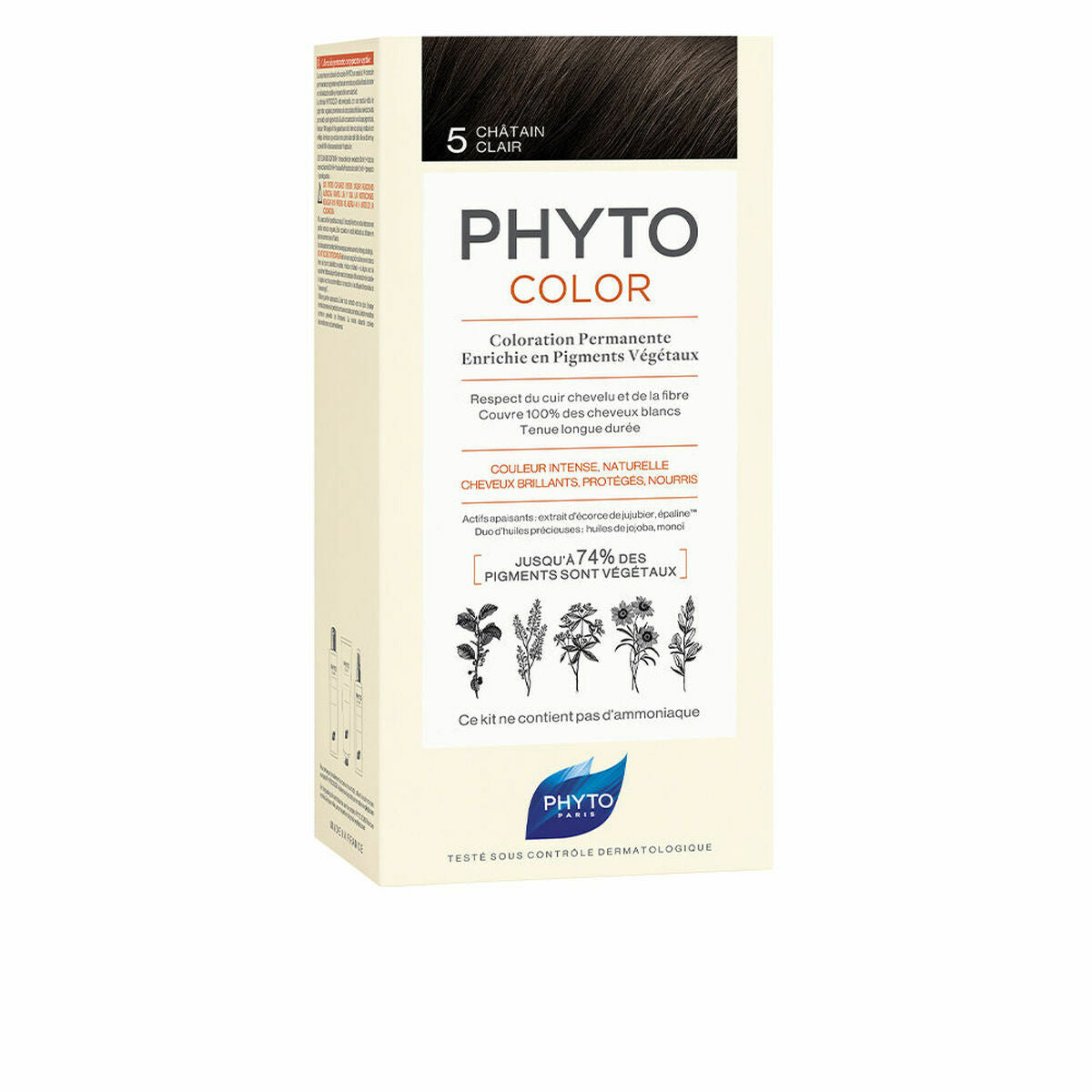 Permanent Color Phyto Paris Phytocolor 5-castaño claro Nº 5-Castano Claro til kvinder produktemballage