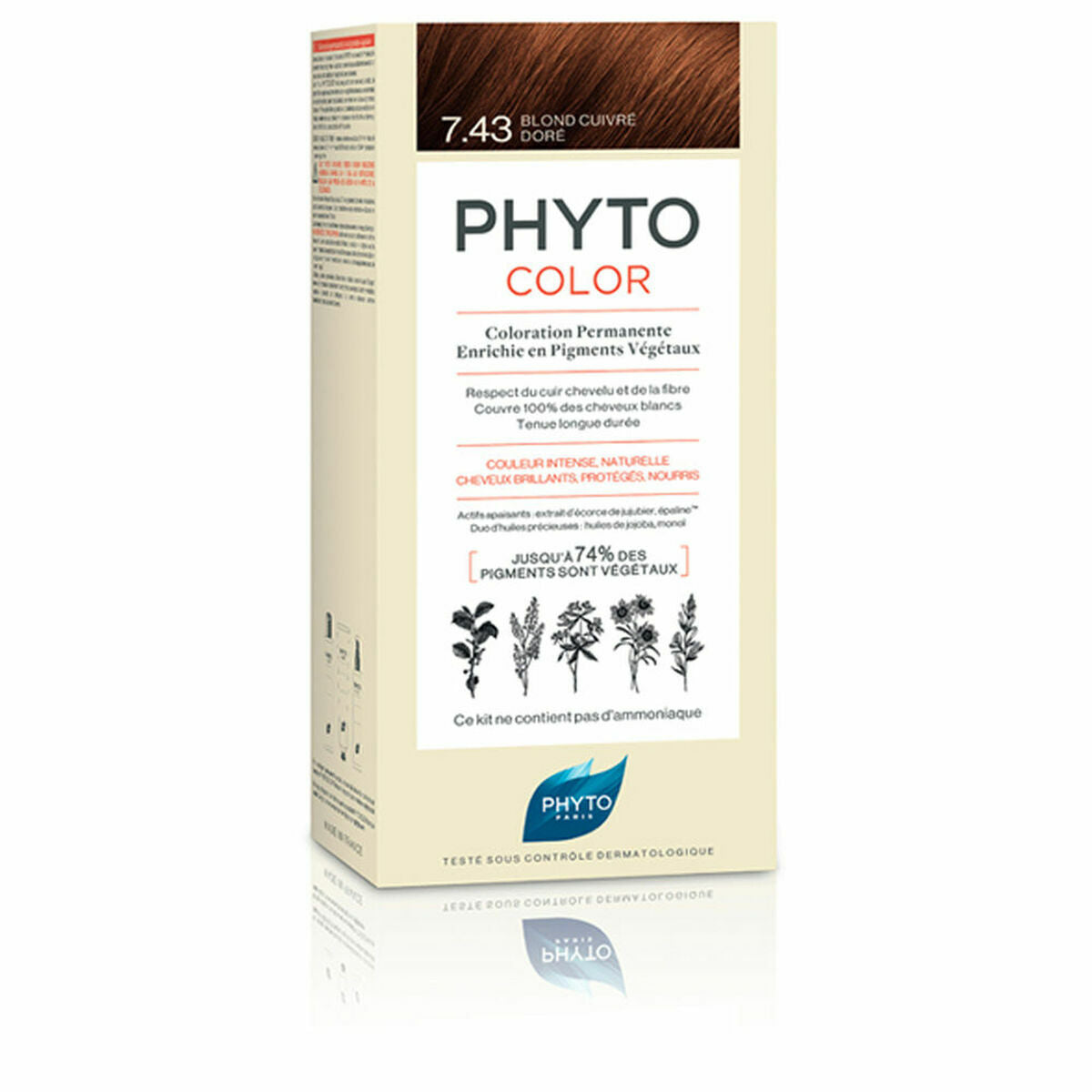 Permanent Color Phyto Paris Phytocolor 7.43-rubio dorado cobrizo Nº 7.43-Rubio Dorado Cobrizo til kvinder produktemballage