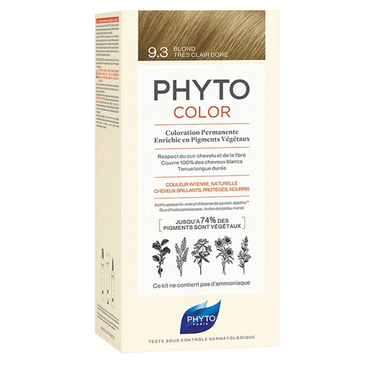 Phyto, Color, Permanent hårfarve, 9.3 Meget lys gylden blond, 50 ml