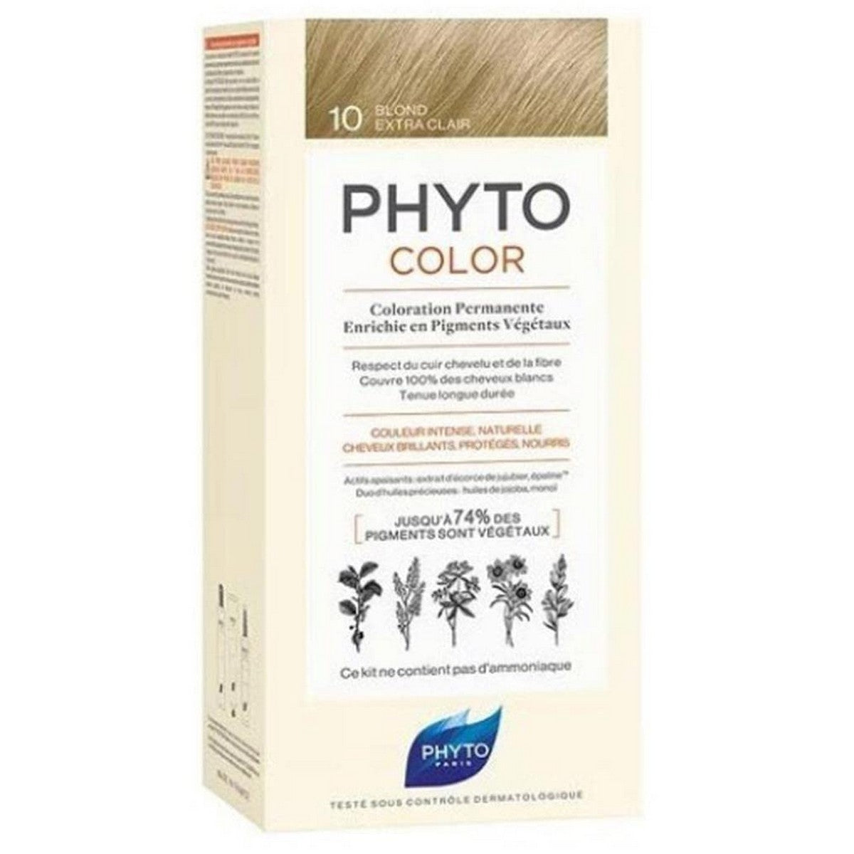 Permanent Color Phyto Paris Phytocolor Platinum Blonde Nº 10-Rubio Extra Claro til kvinder produktemballage