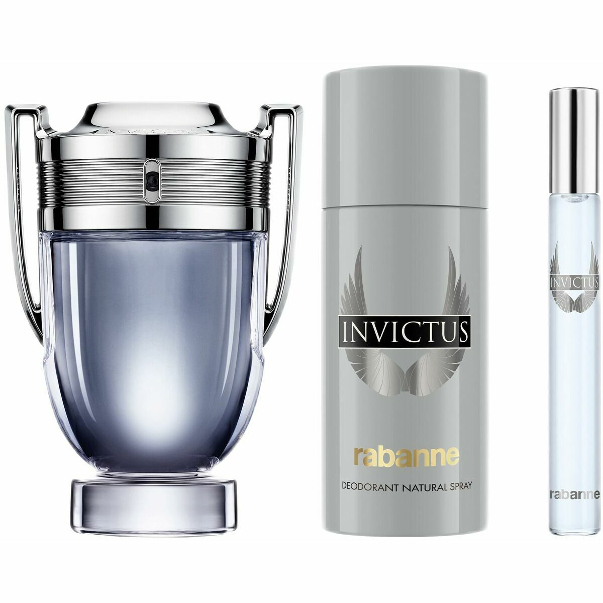 Herreparfumesæt Paco Rabanne Invictus 3 stykker til mænd produktemballage