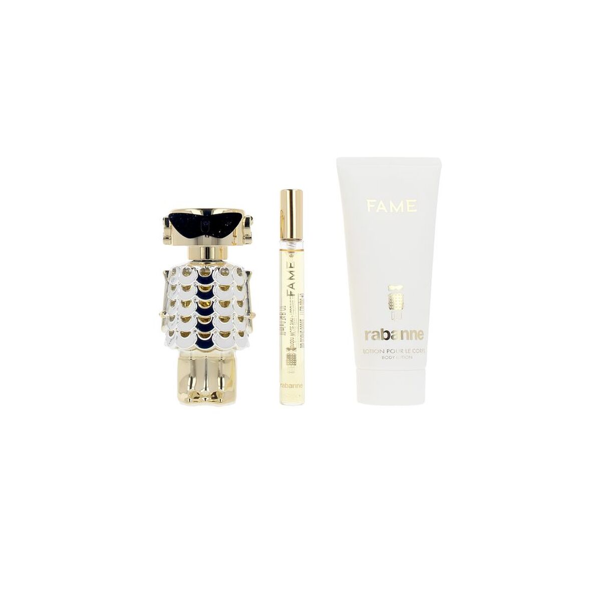 Parfumesæt til kvinder Paco Rabanne FAME 3 stykker til kvinder produktemballage
