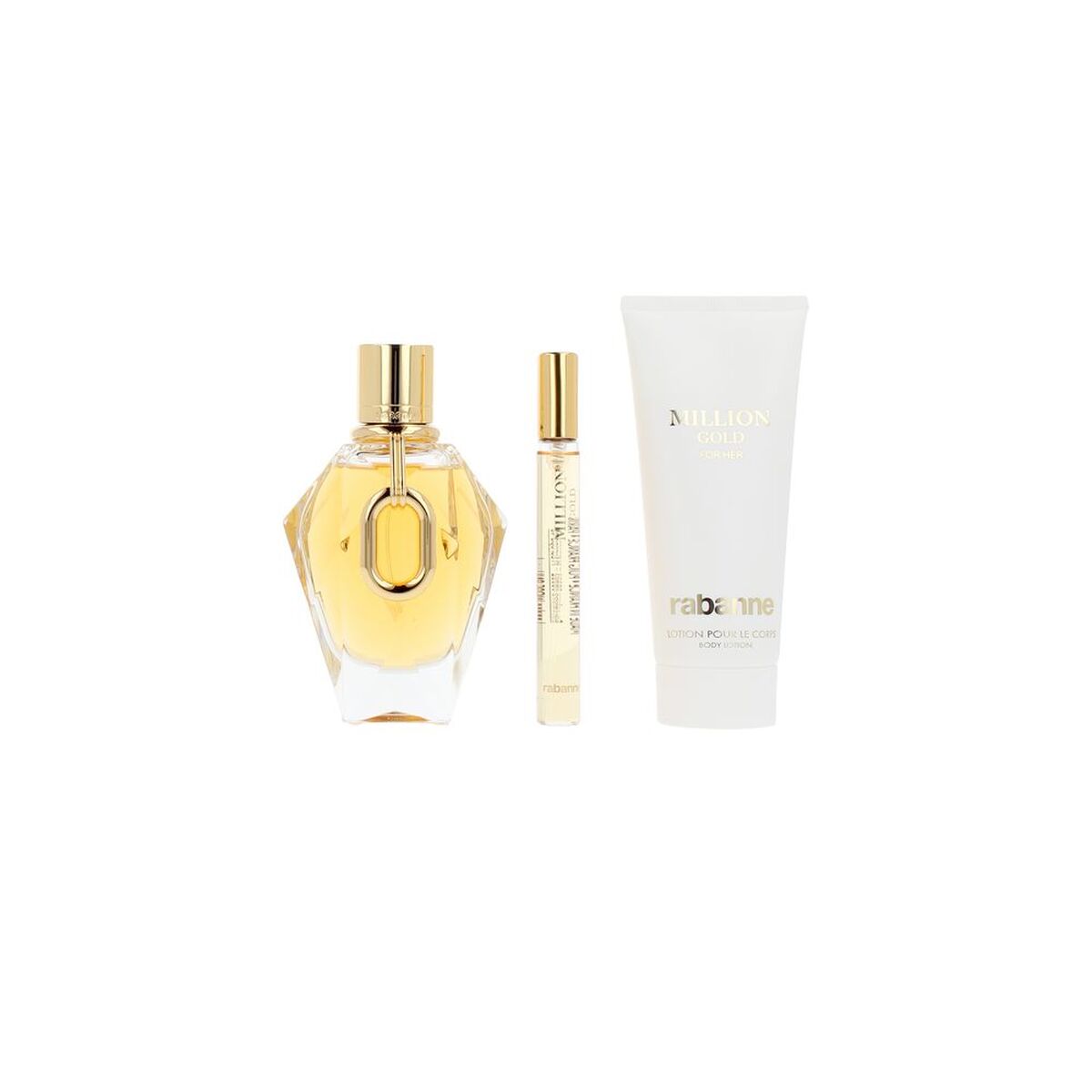 Parfumesæt til kvinder Paco Rabanne MILLION GOLD 3 stykker til kvinder produktemballage