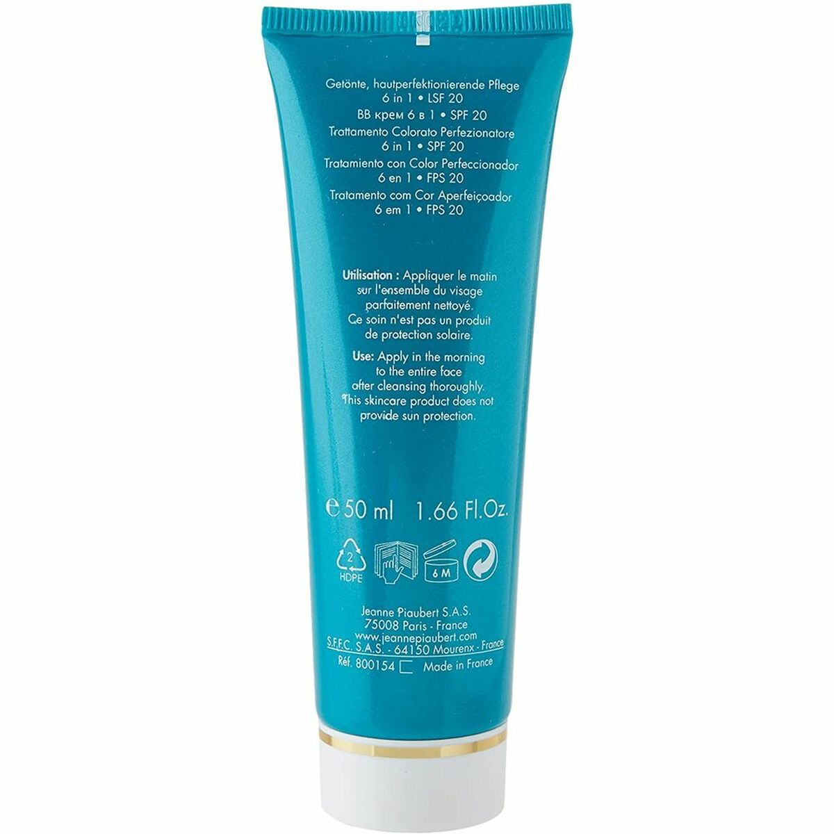 Fugtgivende creme med farve Jeanne Piaubert Hydro Active H Bb Medium Dark Spf 20 50 ml til kvinder hudplejeemballage