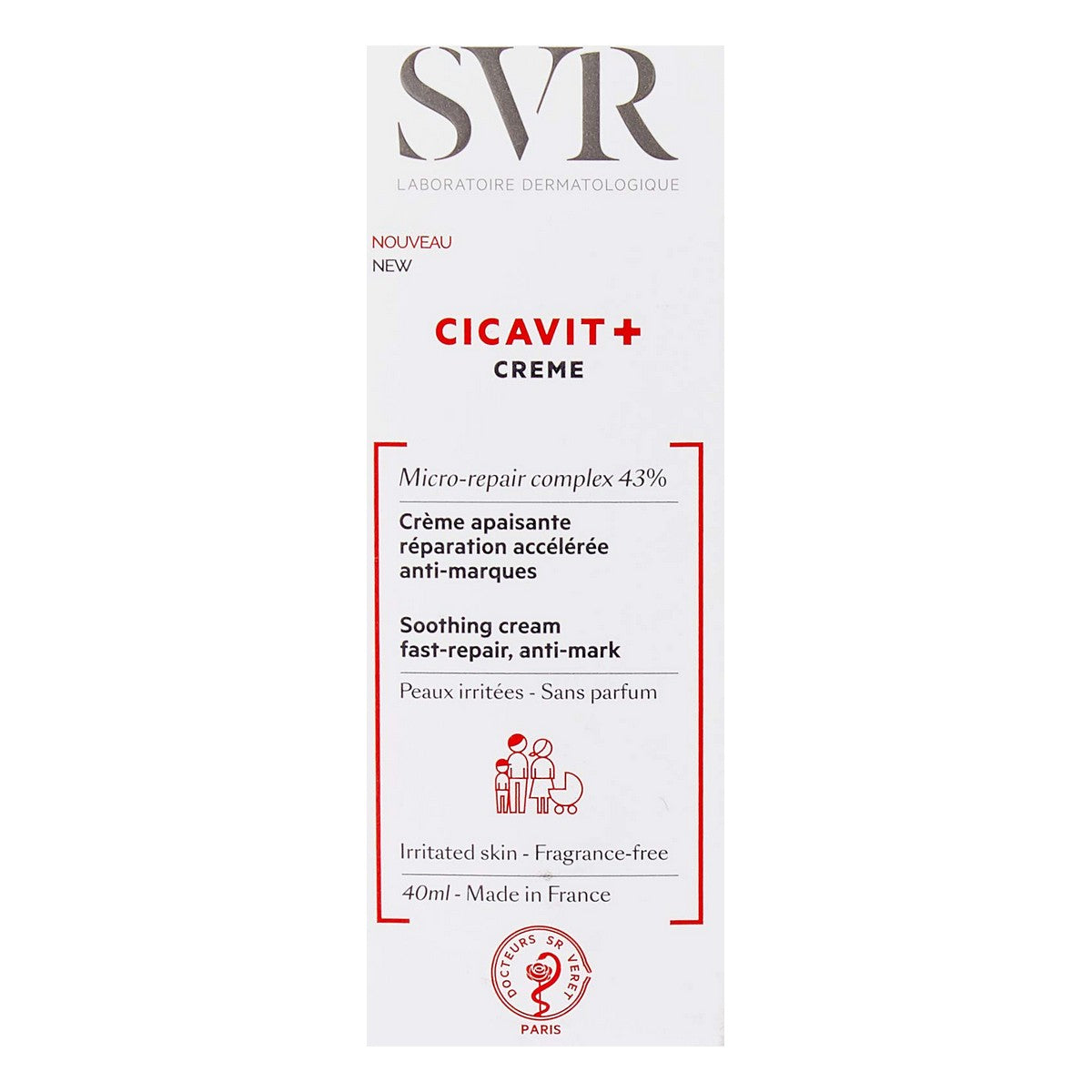 Reparerende Body Cream SVR Cicavit+ 40 ml til kvinder hudpleje emballage