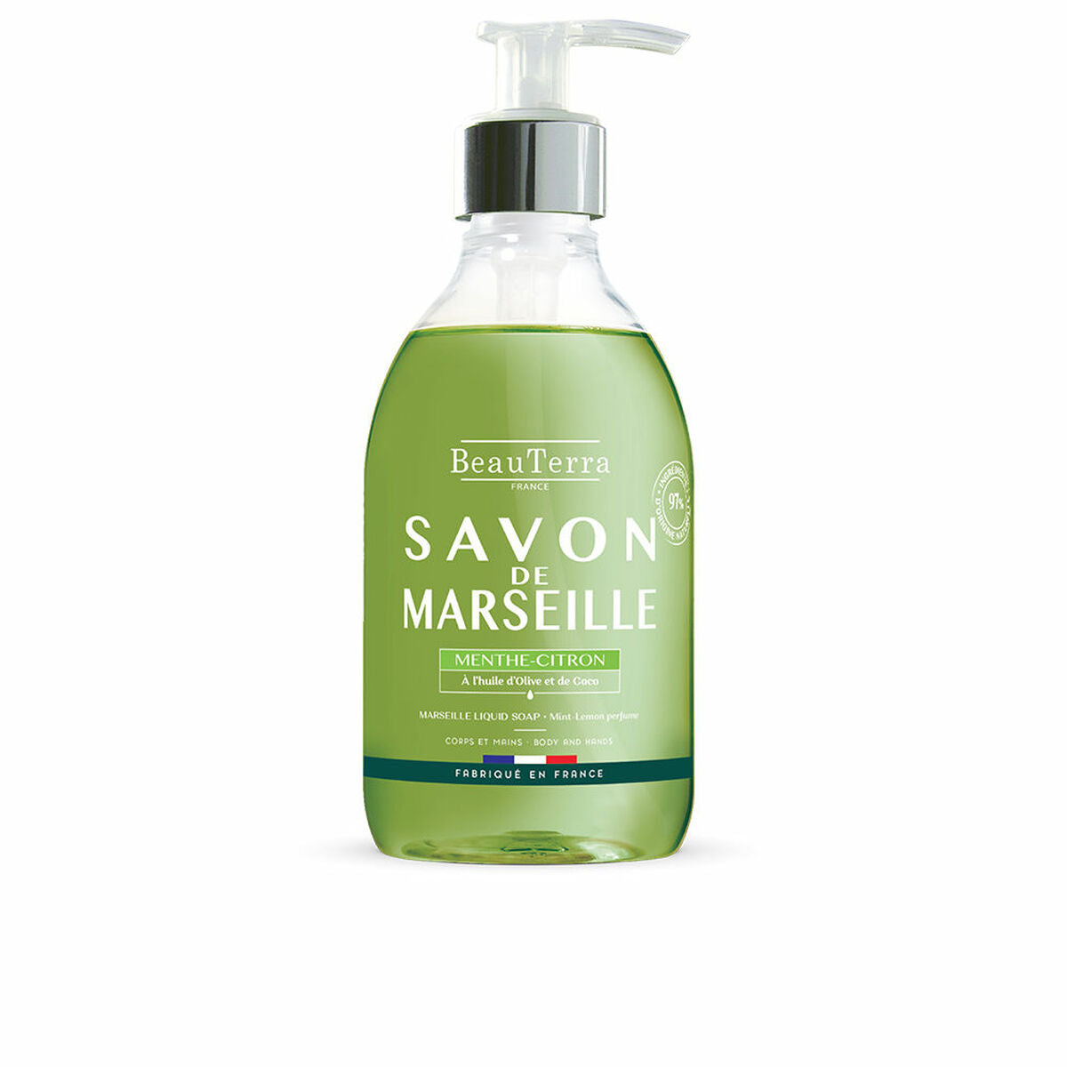 Flydende sæbe Beauterra Marseille 300 ml Lemon Mint produktemballage