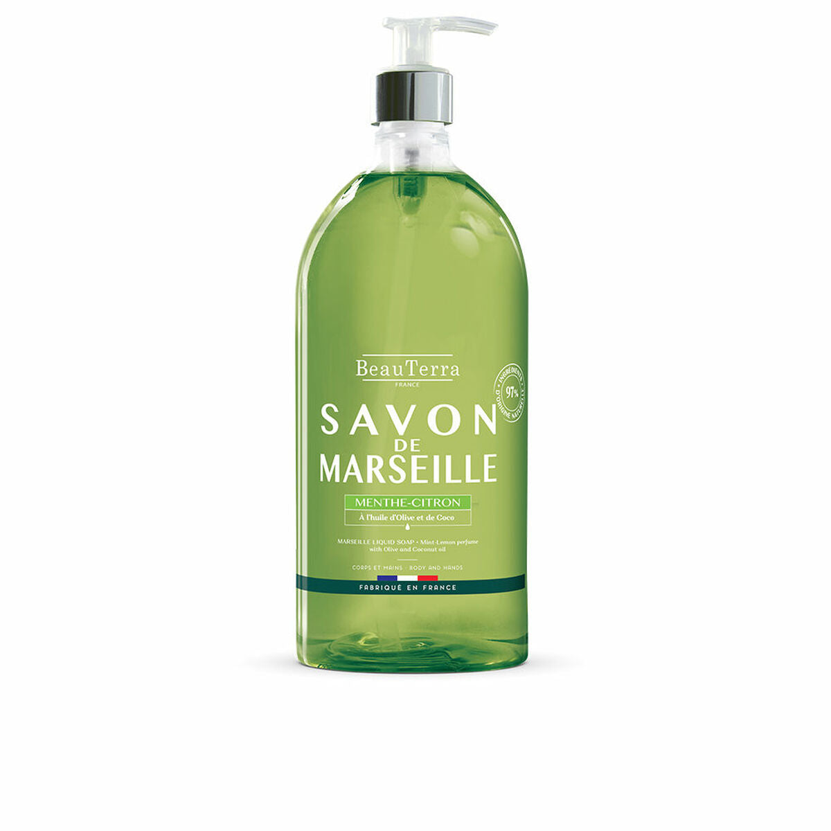 Flydende sæbe Beauterra Marseille 1 L Lemon Mint produktemballage