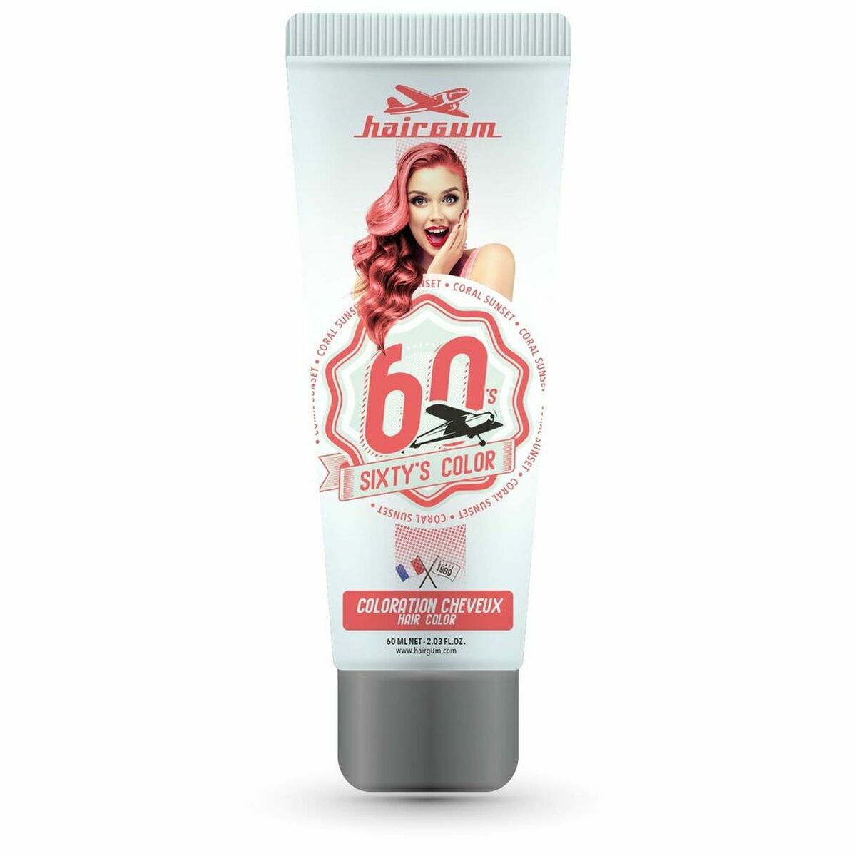 Semi-permanent farvestof Hairgum S Farve koral solnedgang 60 ml til Dame produktemballage