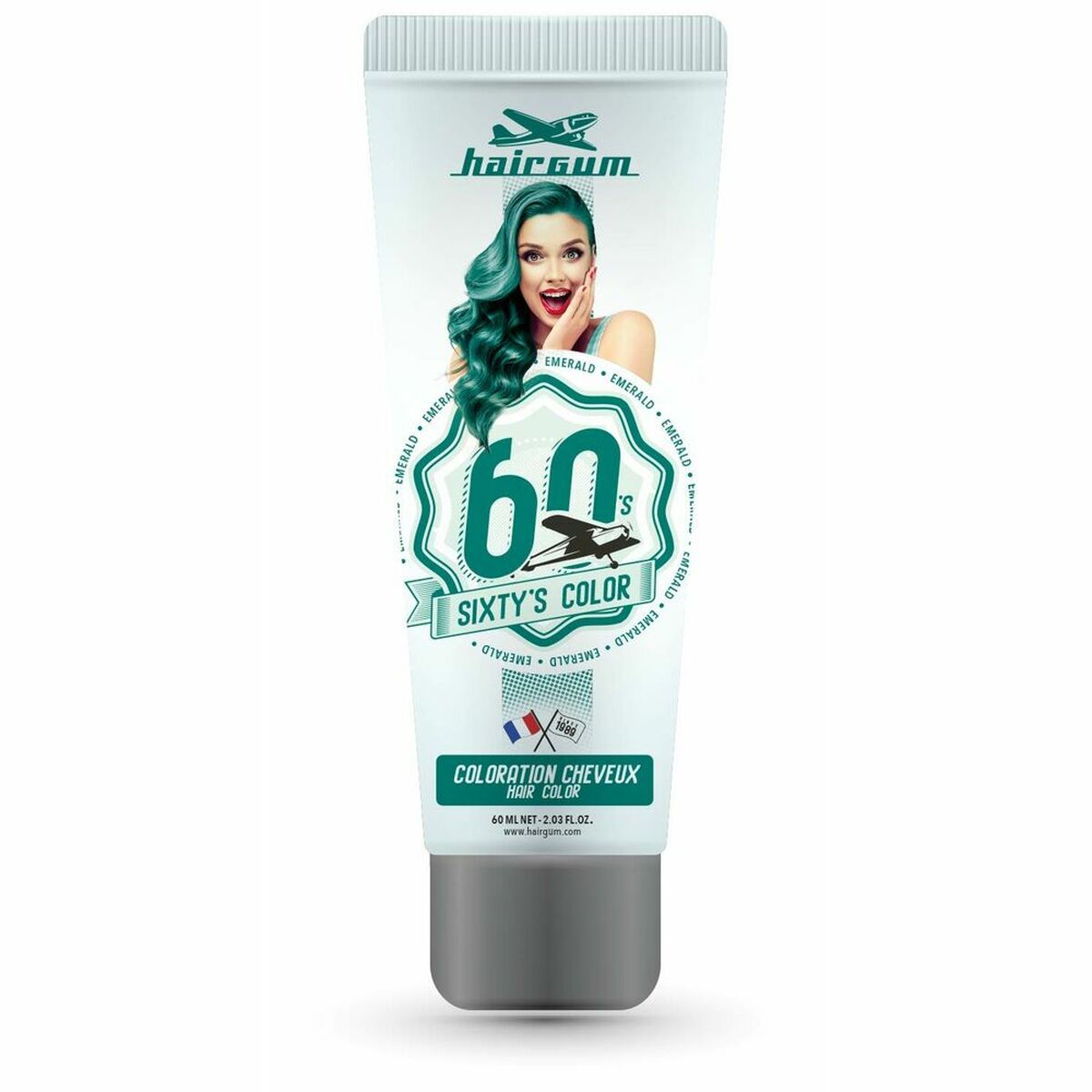 Semi-permanent farvestof Hairgum S Farve Emerald Green 60 ml til Dame-produktemballage