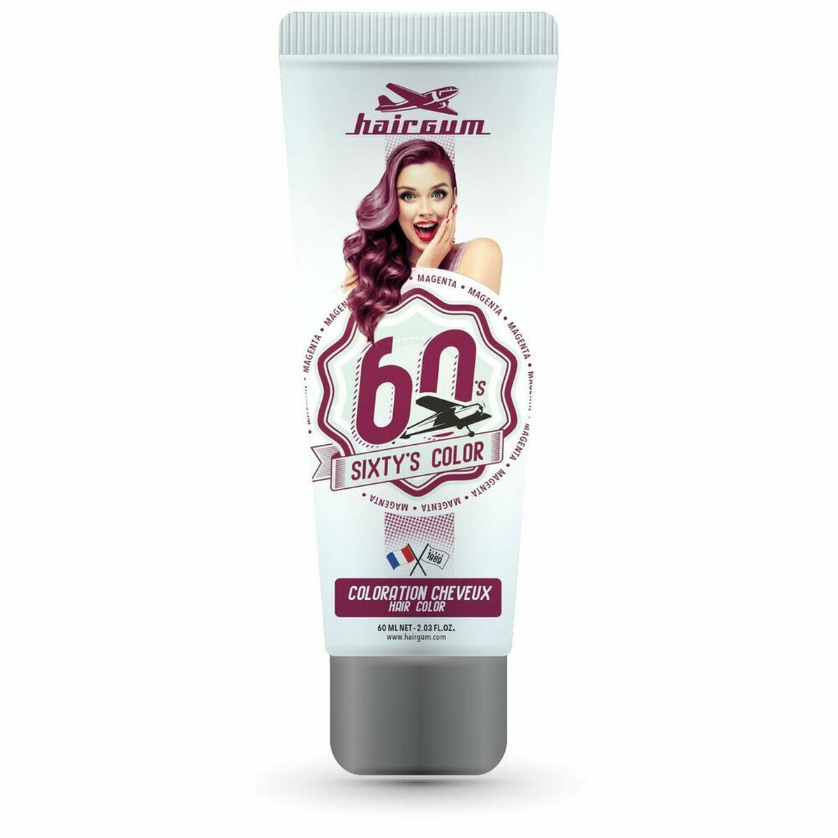 Semi-permanent farvestof Hairgum S Color Magenta 60 ml til Dame-produktemballage