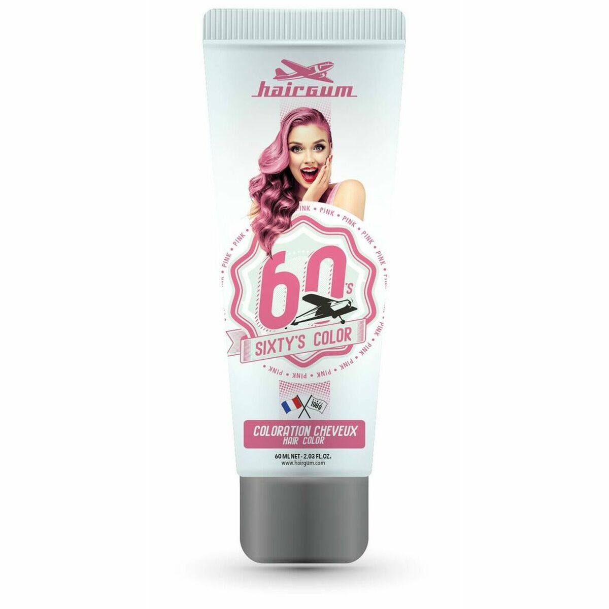Semi-permanent farvestof Hairgum S Color Pink 60 ml til Dame-produktemballage