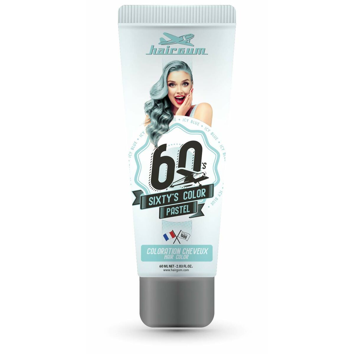 Semi-permanent farvestof Hairgum S Farve Icy Blue 60 ml til Dame-produktemballage