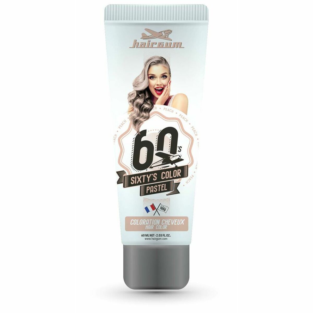 Semi-permanent farvestof Hairgum S Color Peach 60 ml til Dame-produktemballage