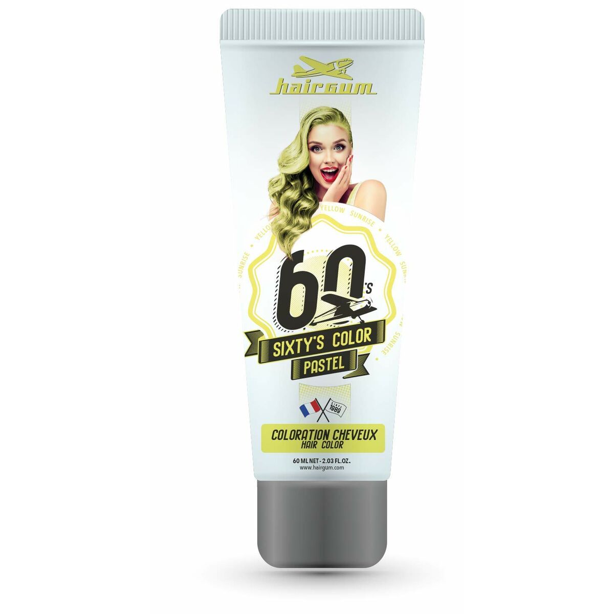 Semi-permanent Farvestof Hairgum S Farve Gul Sunrise 60 ml til Dame-produktemballage