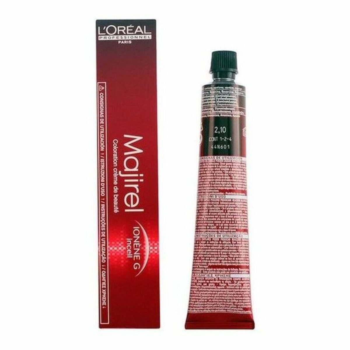 Permanent farvestof Majirel L'Oreal Professionnel Paris Nº 2,10 50 ml til Dame produktemballage