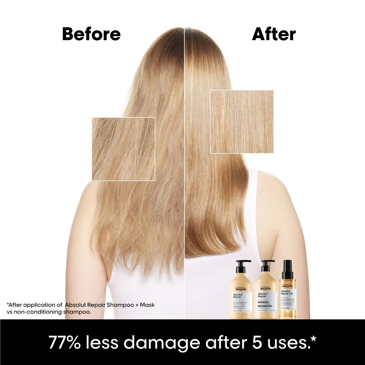 Shampoo L'Oreal Professionnel Paris ABSOLUT REPAIR 500 ml til kvinder shampooflaske
