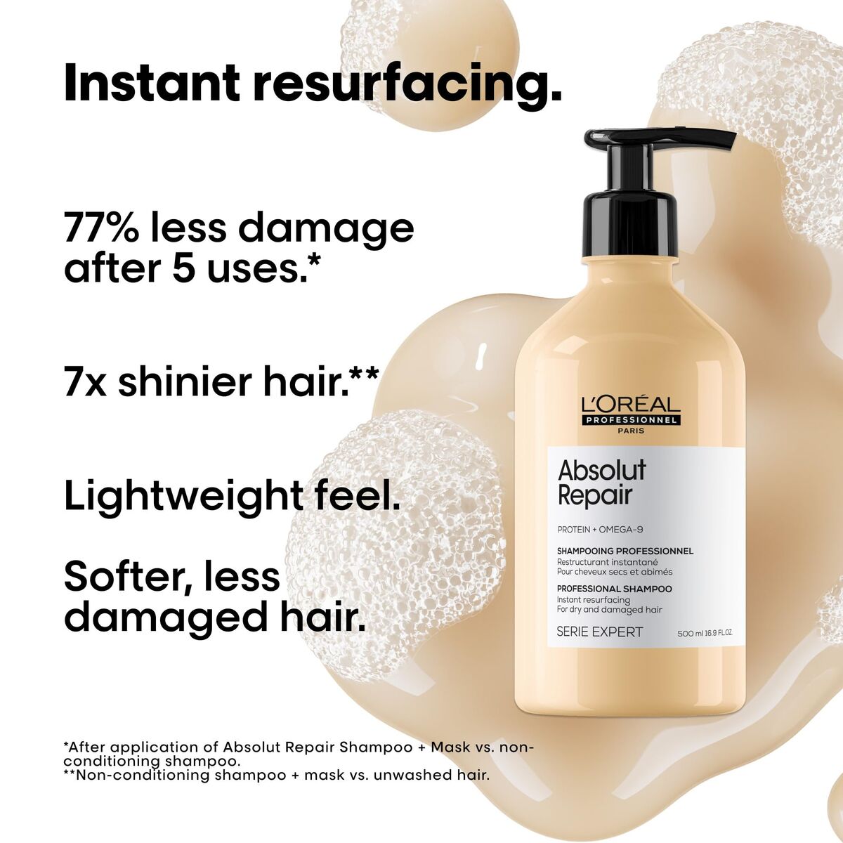 Shampoo L'Oreal Professionnel Paris ABSOLUT REPAIR 500 ml til kvinder shampooflaske