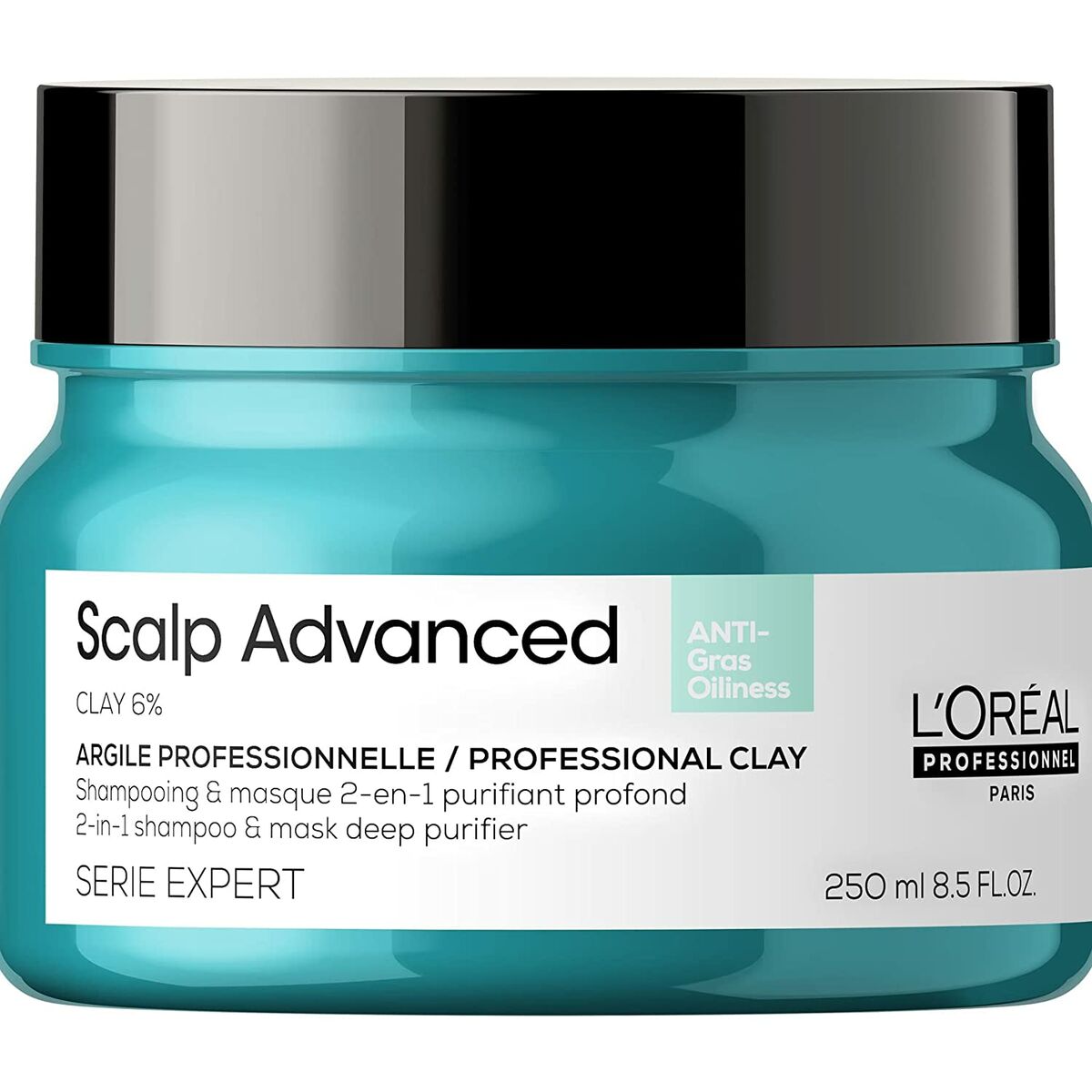 Shampoo L'Oreal Professionnel Paris Scalp Advanced 250 ml Maske 2-i-1 shampooflaske