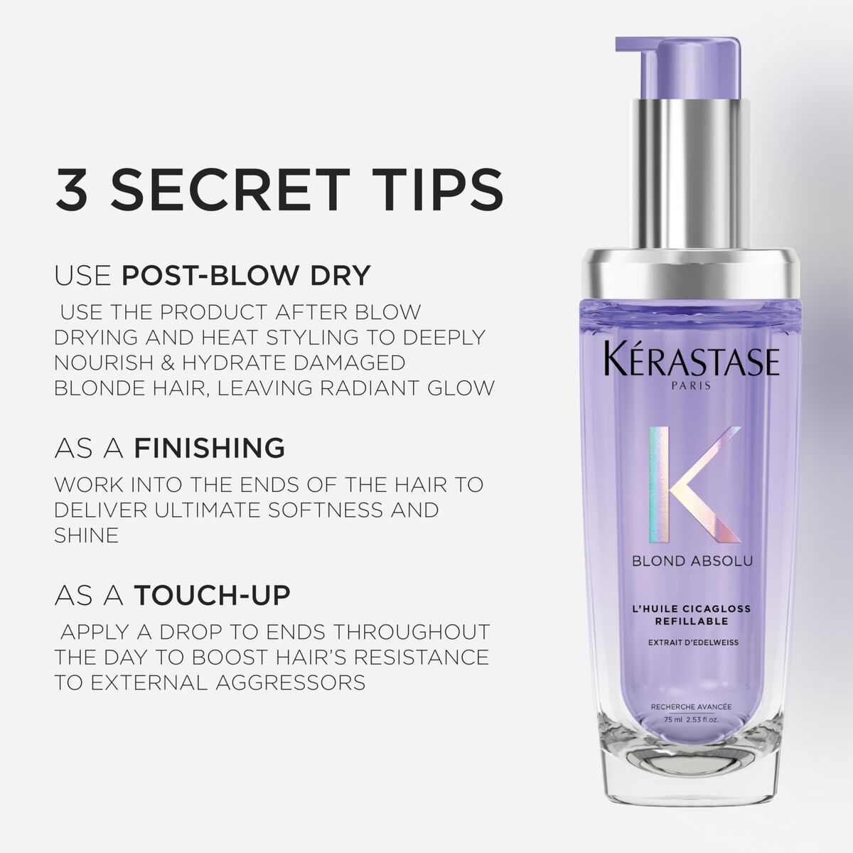 Ansigtsolie Kerastase BLOND ABSOLU 75 ml til kvinder produktemballage