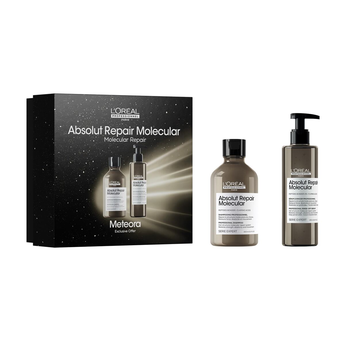 Hårdressingssæt L'Oreal Professionnel Paris ABSOLUT REPAIR MOLEKULÆR 2 stks produktemballage