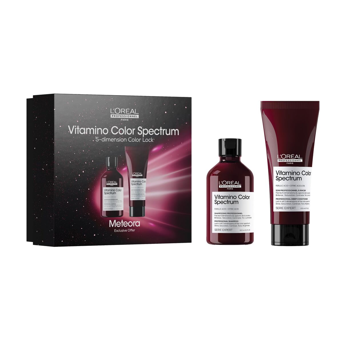 Hårdressingssæt L'Oreal Professionnel Paris VITAMINO FARVESPEKTRUM 2 stk. produktemballage