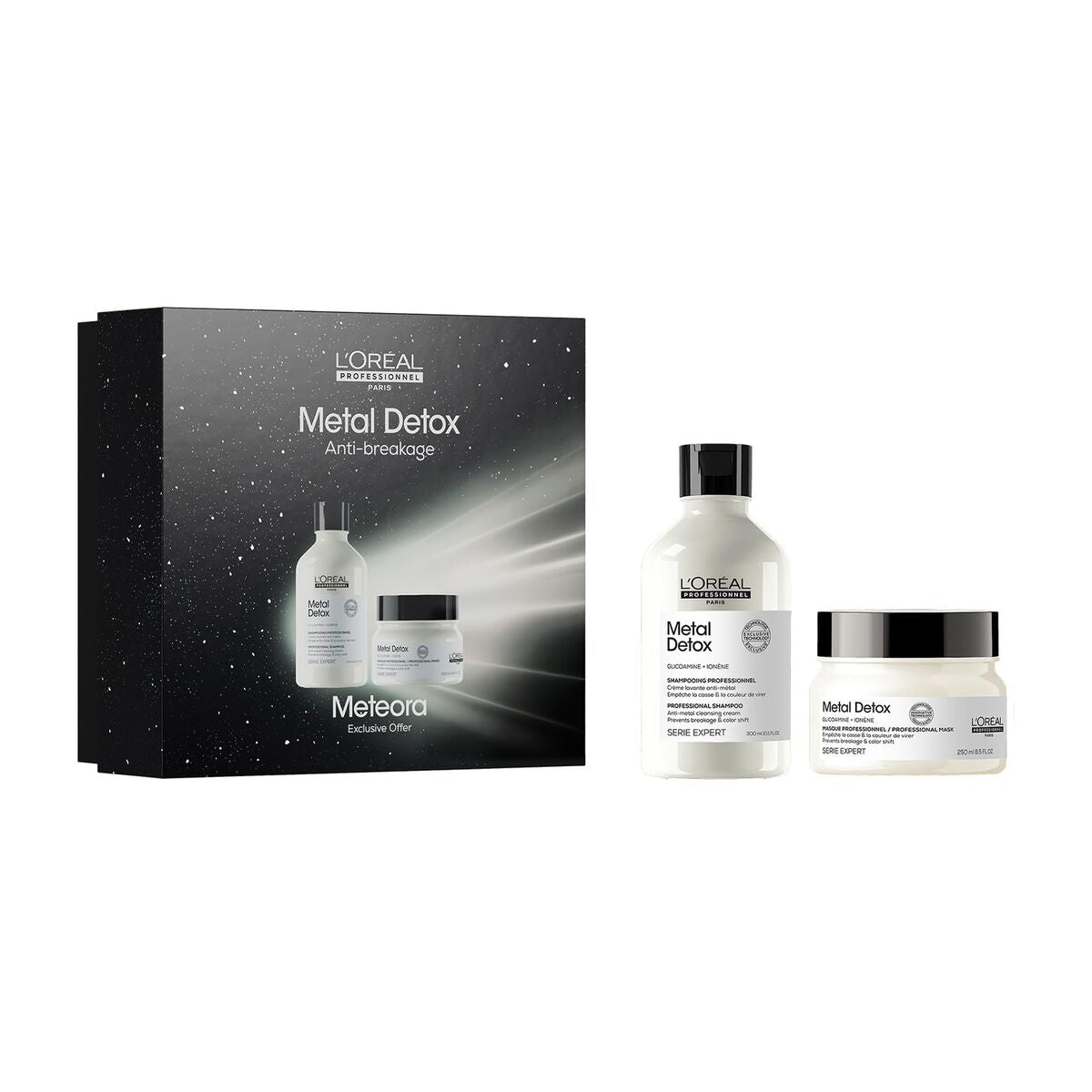 Hårdressingssæt L'Oreal Professionnel Paris METAL DETOX 2 stk. produktemballage