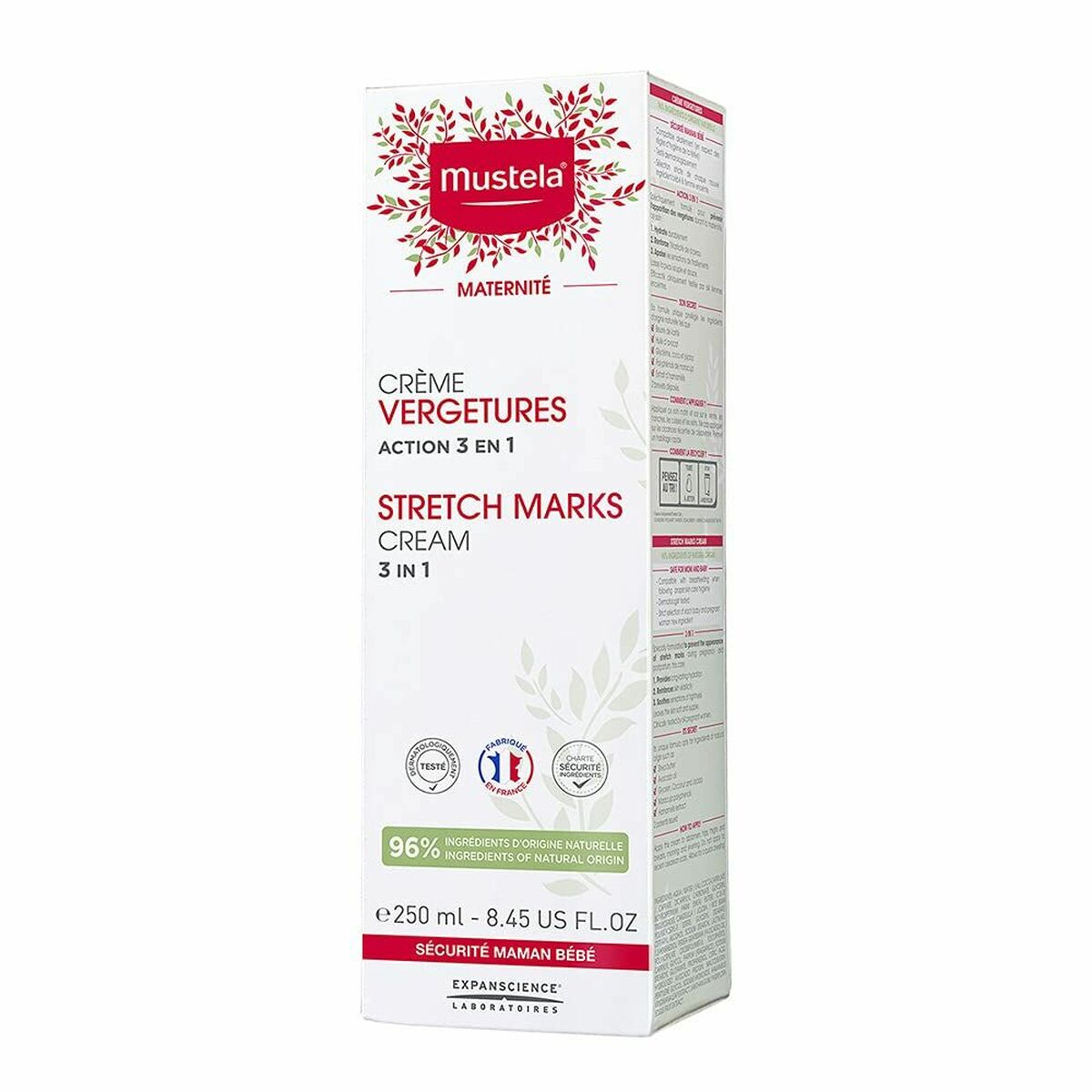 Anti-Stretch Mark Cream Mustela 250 ml 3-i-1 hudplejeemballage