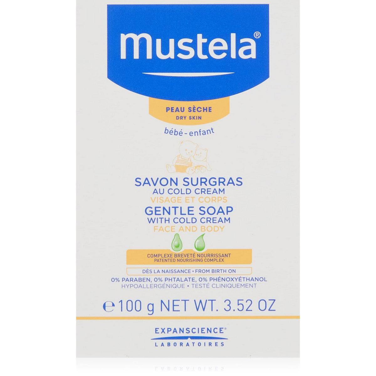 Sæbekage Mustela Niño 100 g produktemballage